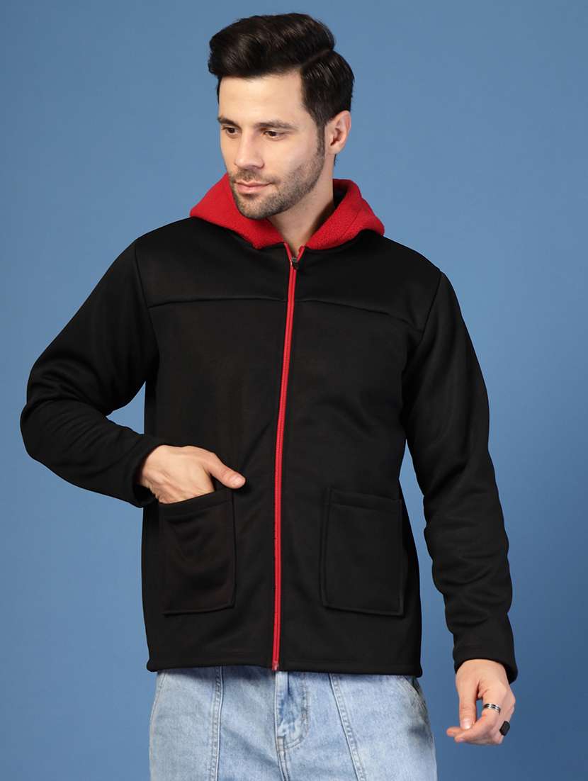 black fleece casual jacket