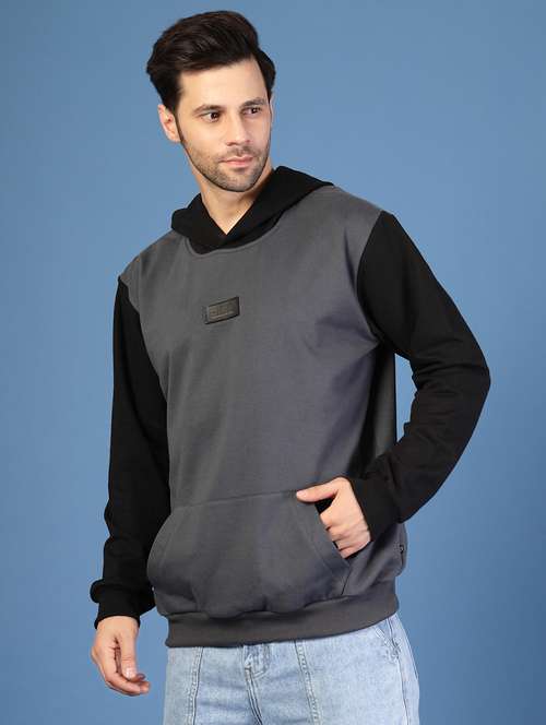 grey fleece color block sweatshirt - 21703440 - Standard Image - 0
