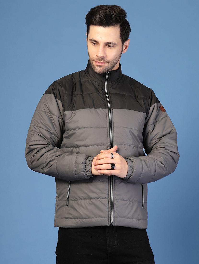 men color block long sleeve puffer jacket