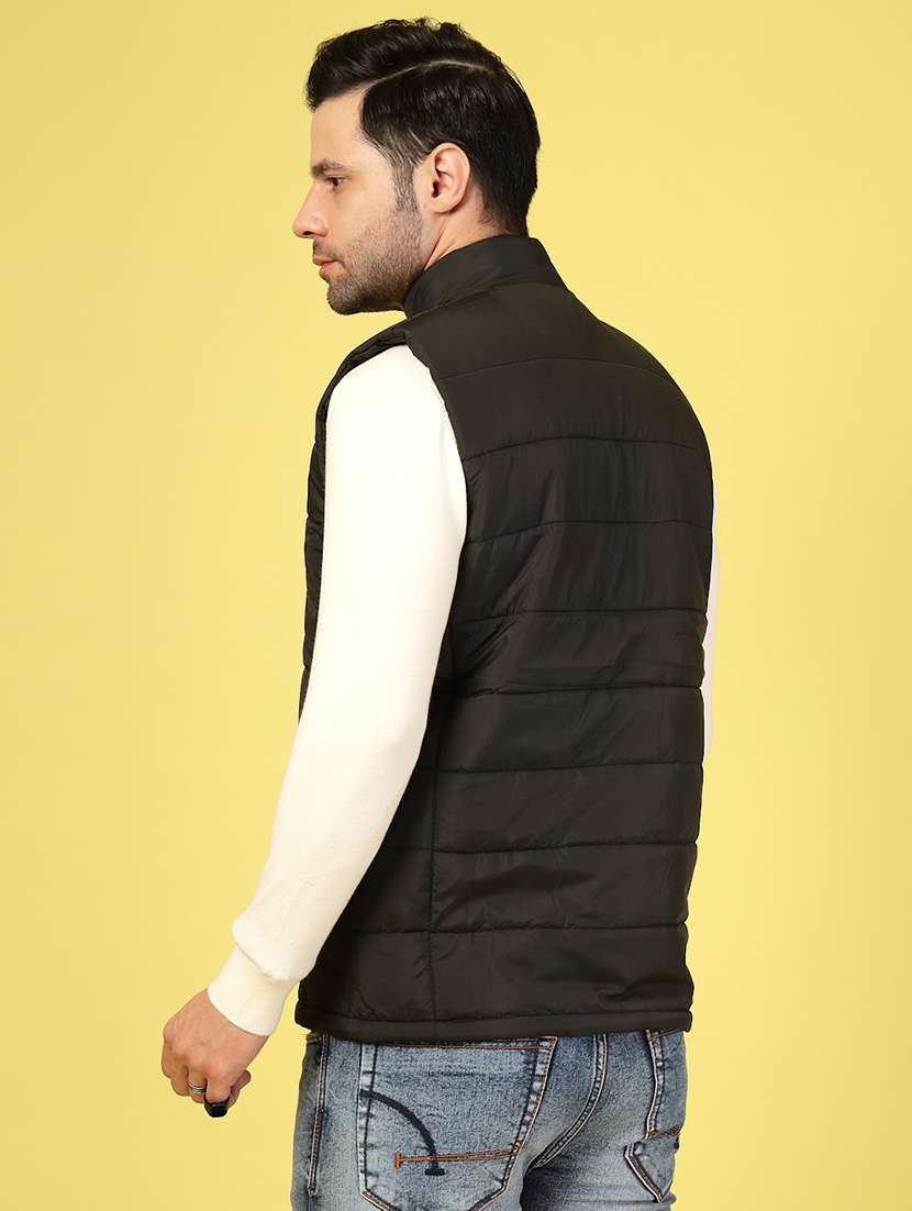 men solid sleeveless puffer jacket - 21703450 -  Standard Image - 3