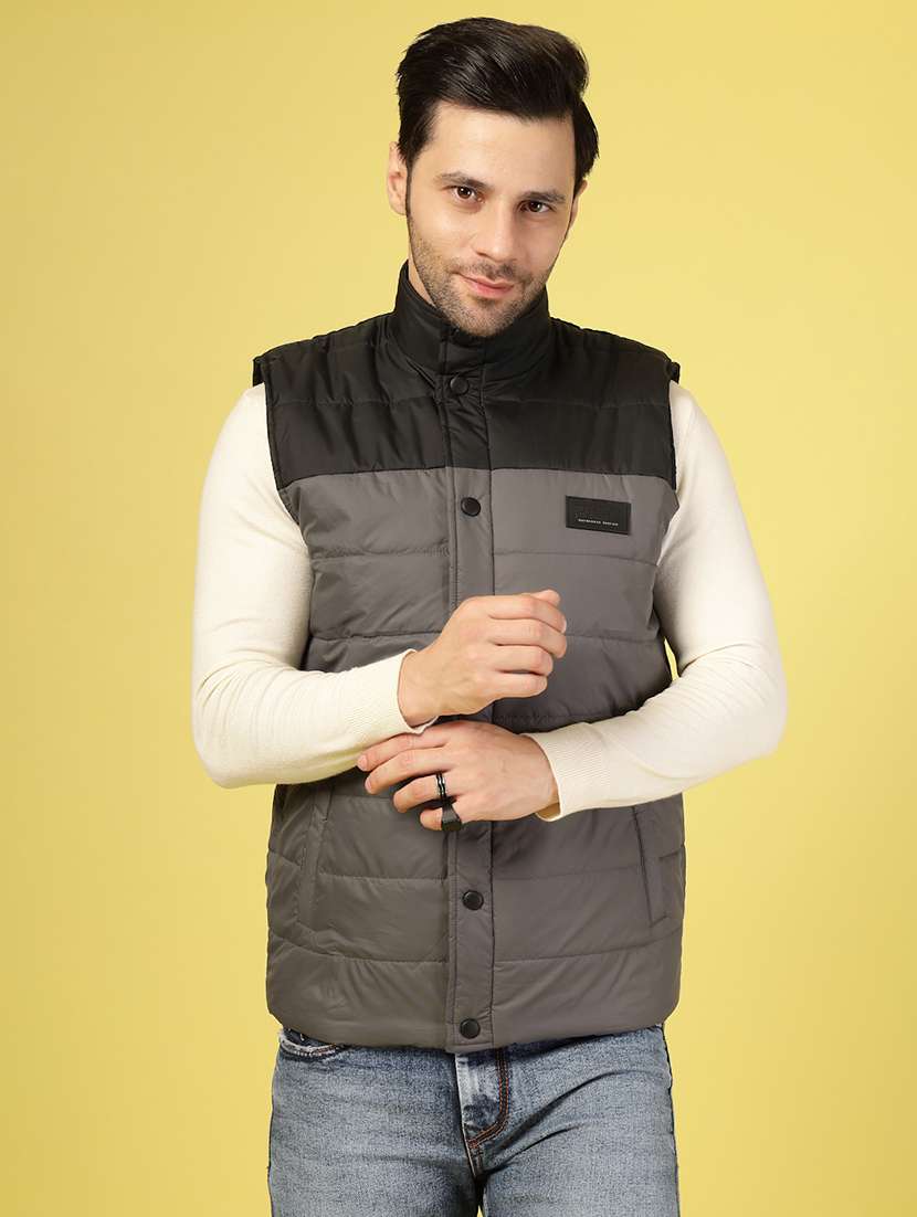 men color block sleeveless puffer jacket