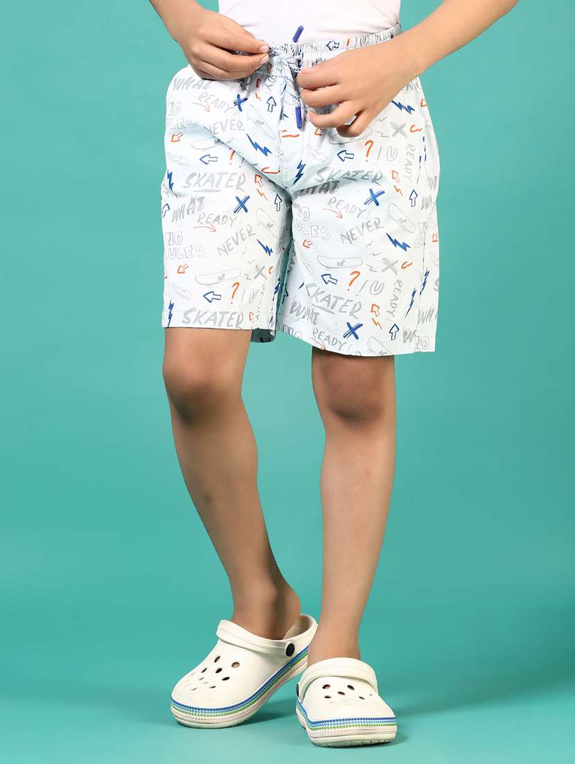 boys white printed mid rise shorts - 21703559 - Zoom Image - 0