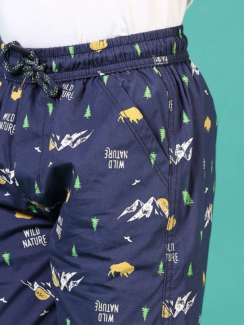 boys navy blue printed mid rise shorts - 21703560 - Standard Image - 5