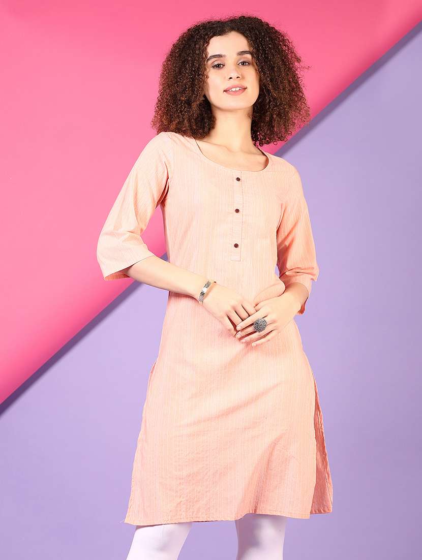 women three quarter sleeve straight kurta
