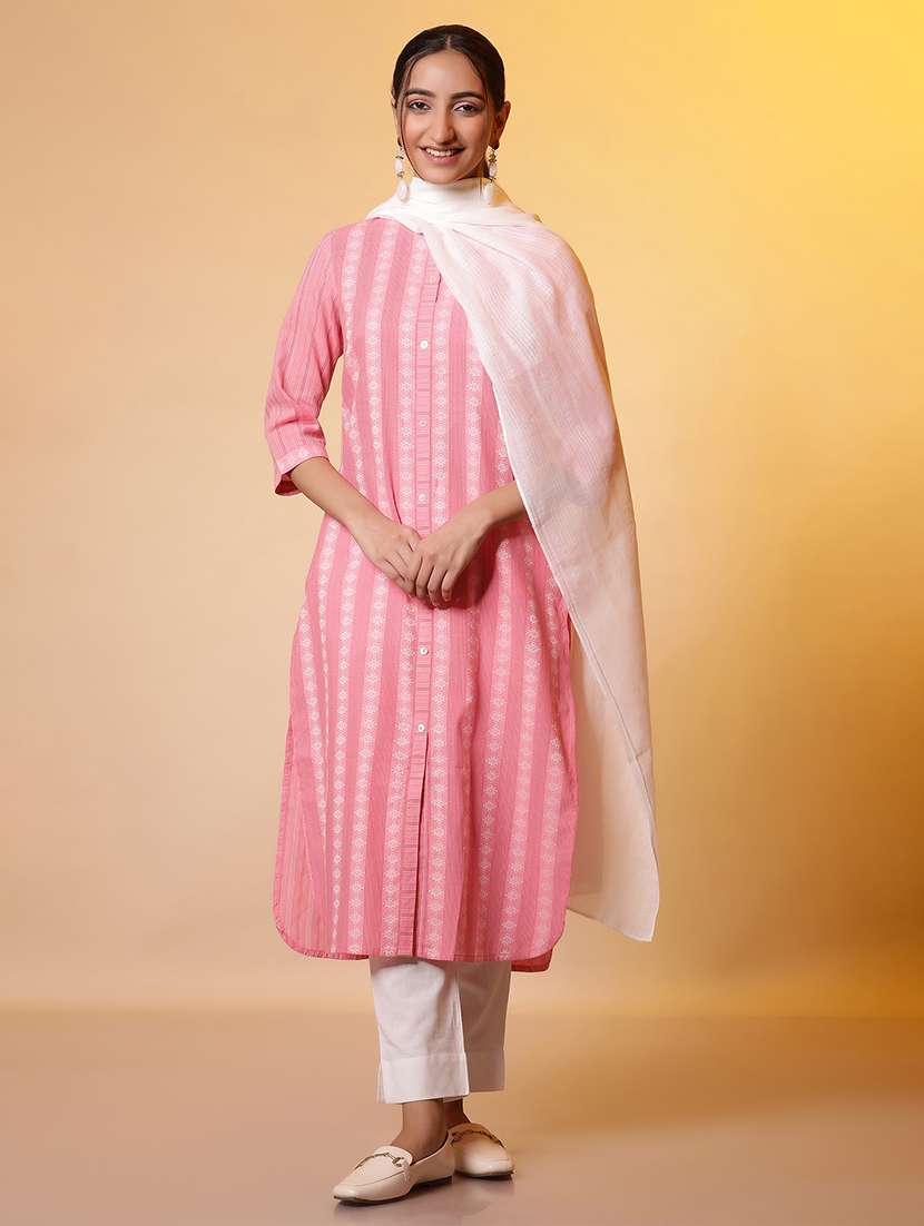 pink cotton kurta pant  set - 21703681 -  Standard Image - 3