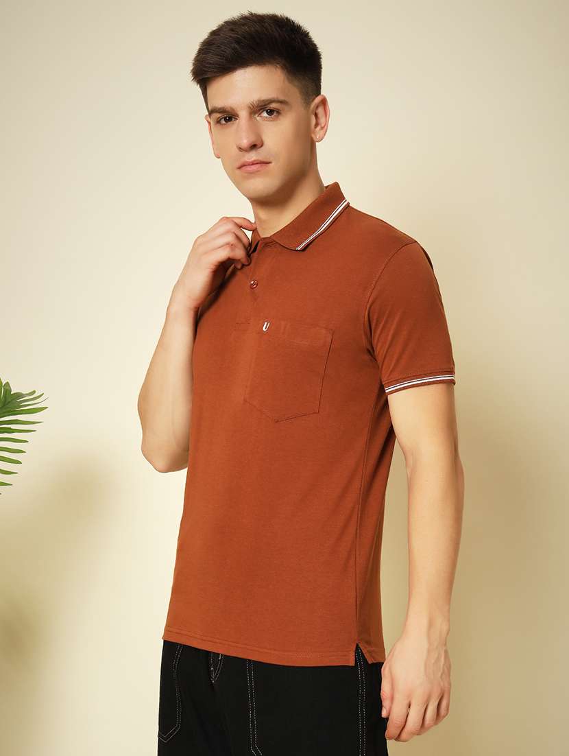 men solid short sleeve polo t-shirt