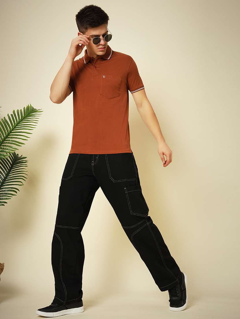 men solid short sleeve polo t-shirt - 21703745 -  Standard Image - 3