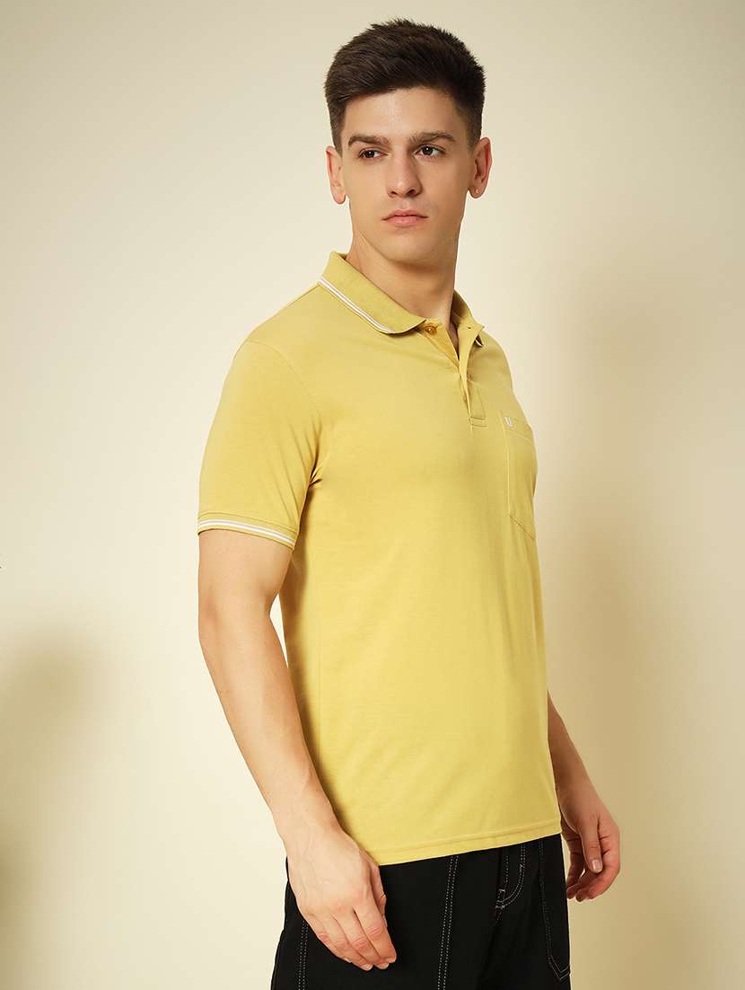 men solid short sleeve polo t-shirt