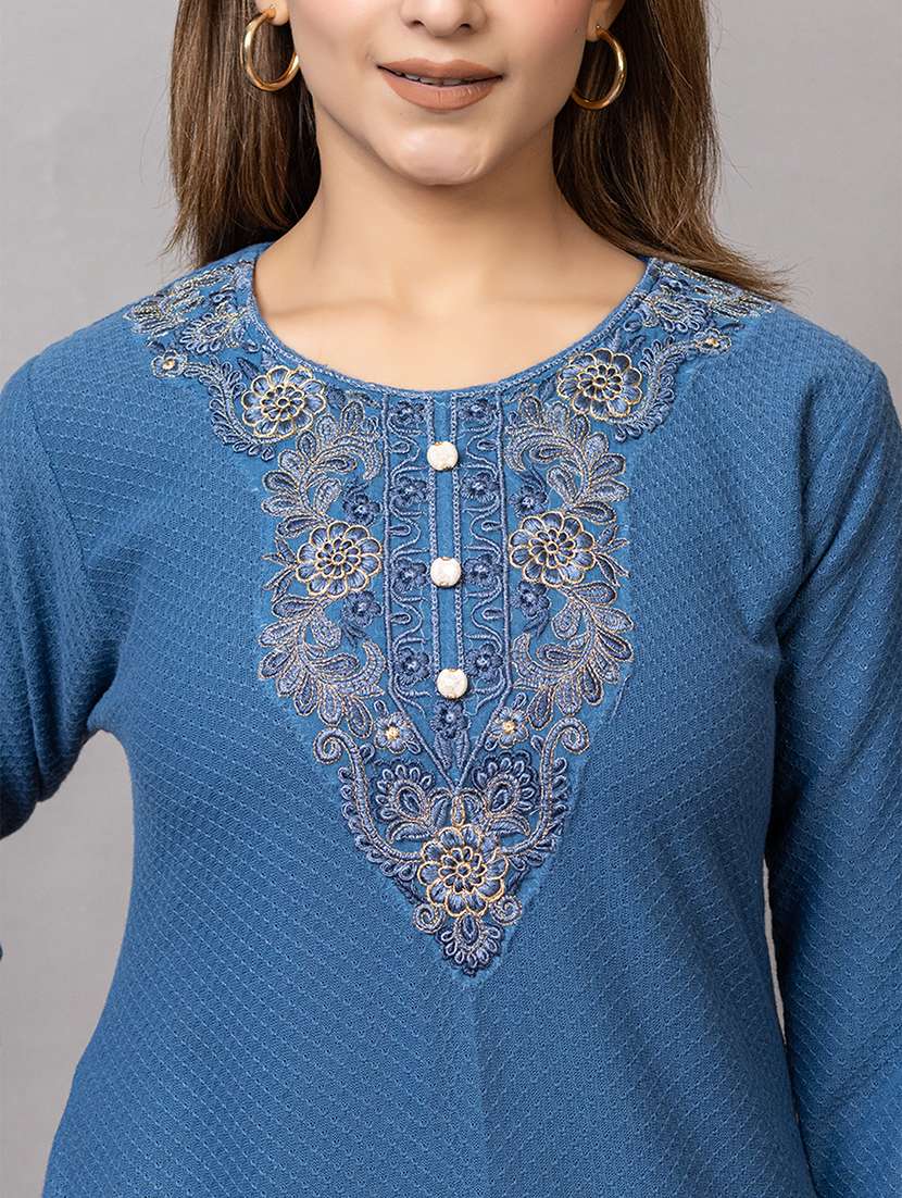 women embroidered round neck suit set - 21703795 -  Standard Image - 5