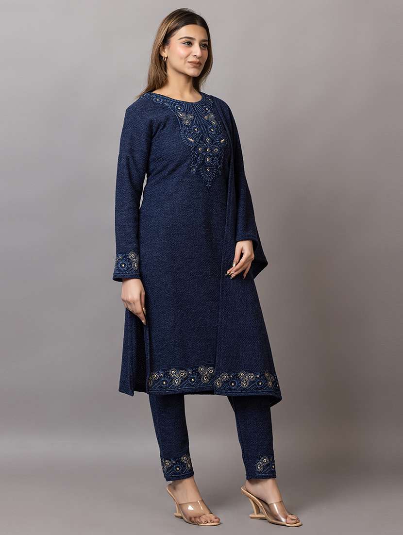 women embroidered round neck suit set - 21703798 -  Standard Image - 3