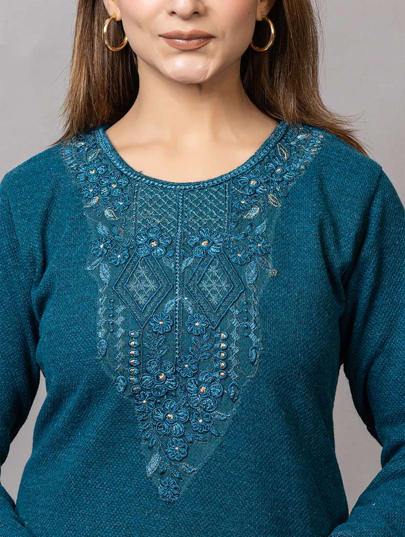women embroidered round neck suit set - 21703804 -  Standard Image - 5