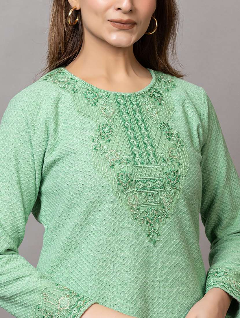 women embroidered round neck suit set - 21703806 -  Standard Image - 5