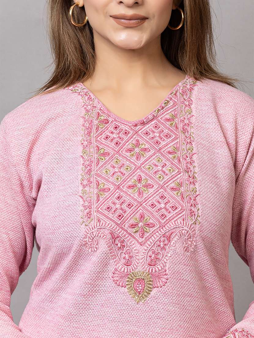 women embroidered v neck suit set - 21703809 -  Standard Image - 5