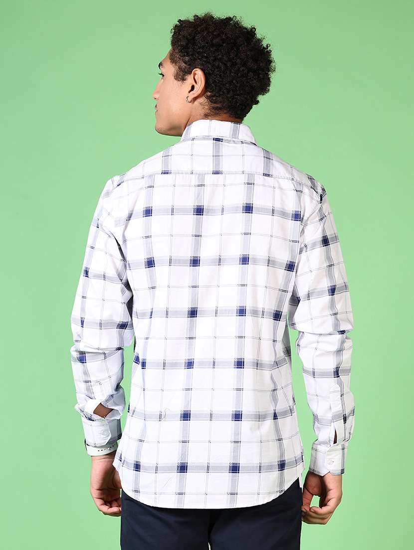 men long sleeves checkered casual shirt - 21703819 -  Standard Image - 3