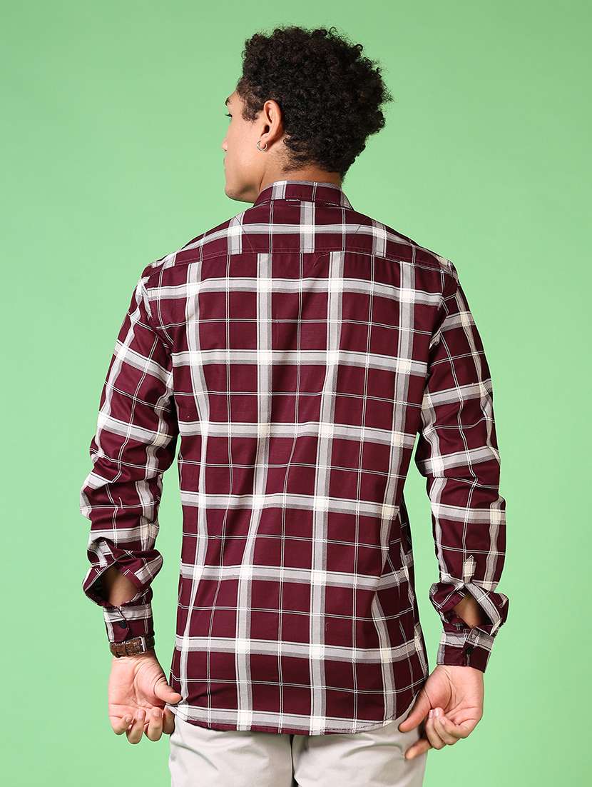 men long sleeves checkered casual shirt - 21703820 -  Standard Image - 3
