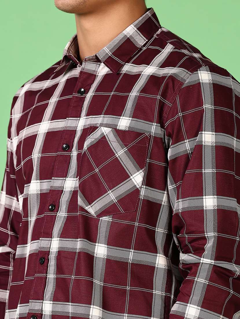 men long sleeves checkered casual shirt - 21703820 -  Standard Image - 5