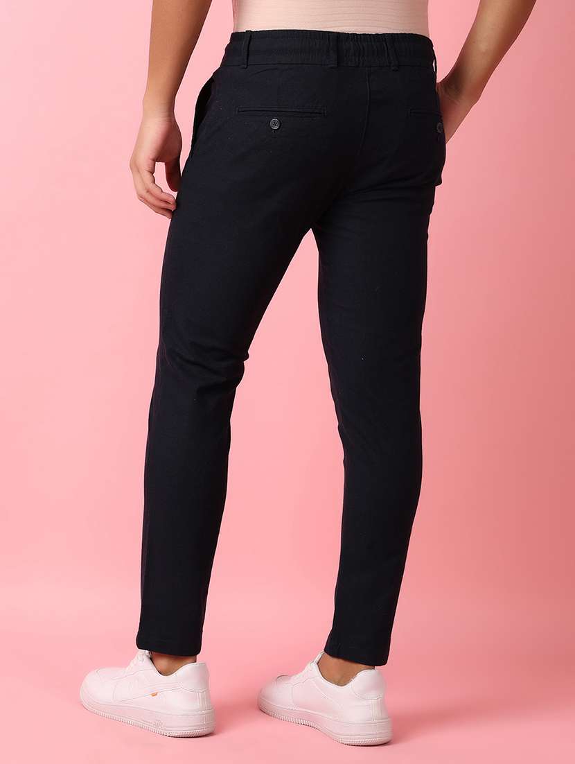 men mid rise solid flat front casual trouser - 21703831 -  Standard Image - 3