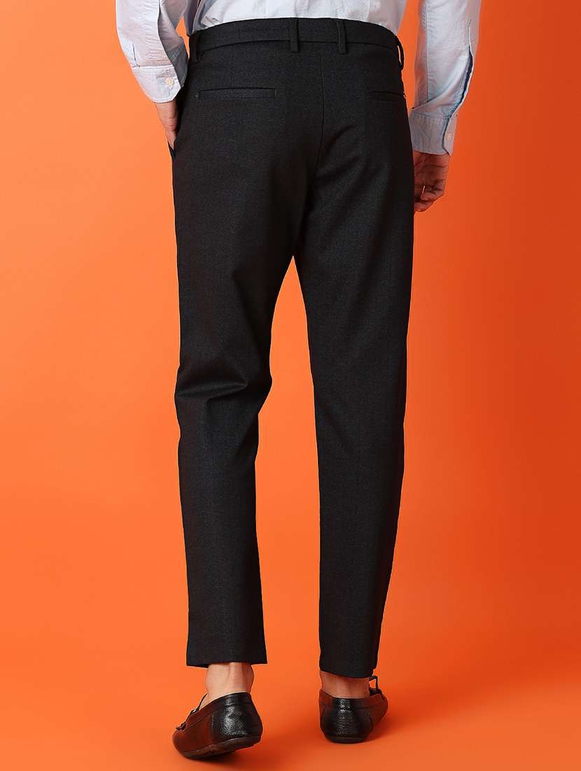men mid rise solid flat front casual trouser - 21703832 -  Standard Image - 3