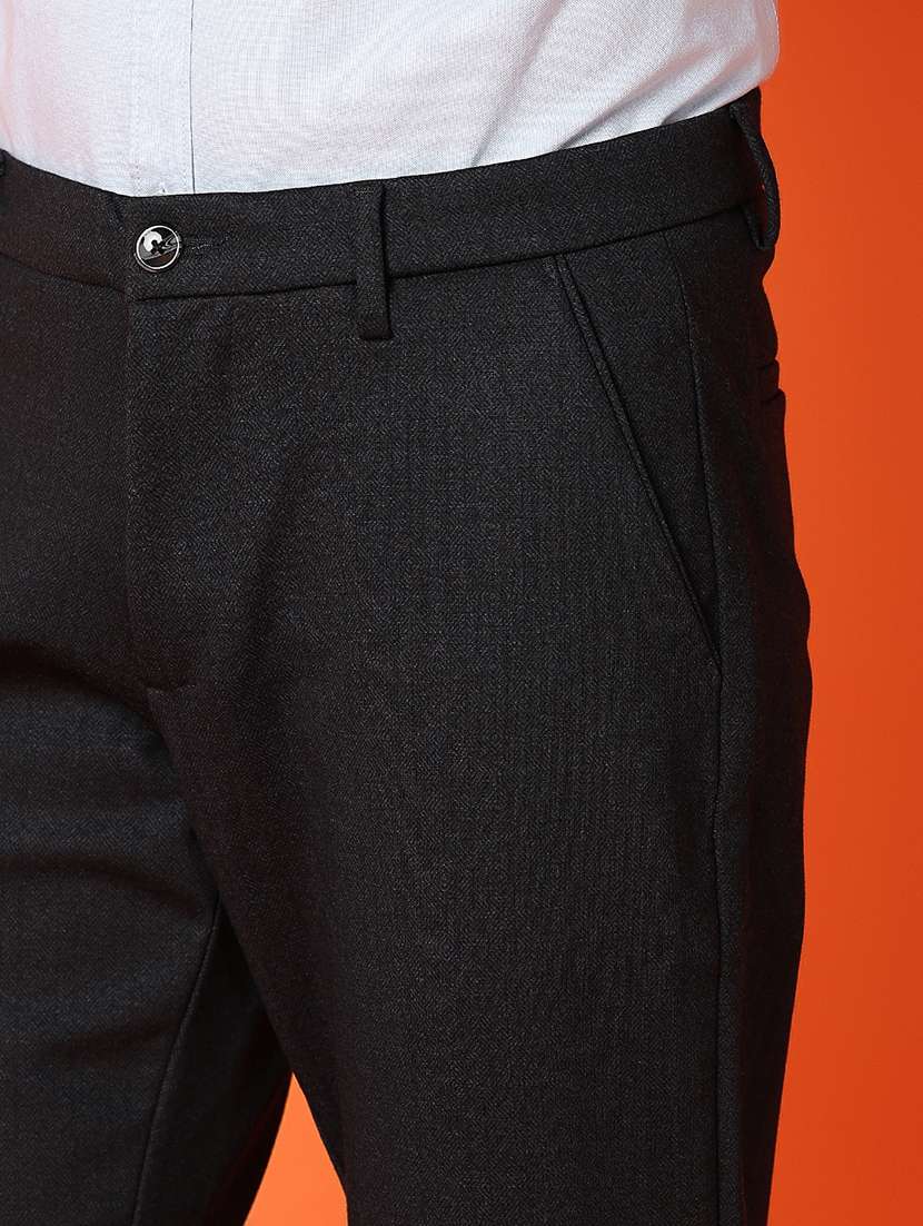men mid rise solid flat front casual trouser - 21703832 -  Standard Image - 5