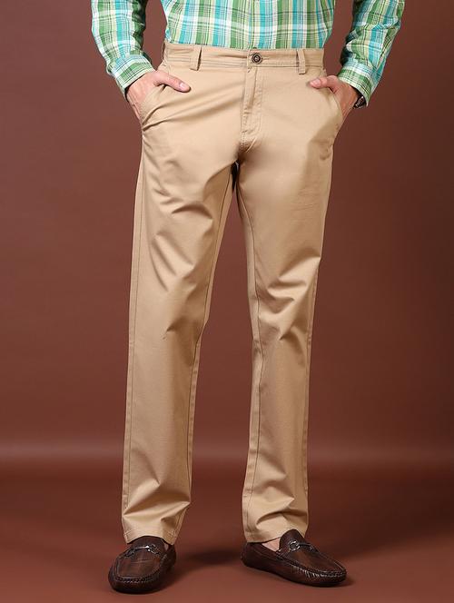 men mid rise solid flat front casual trouser - 21703843 -  Standard Image - 0