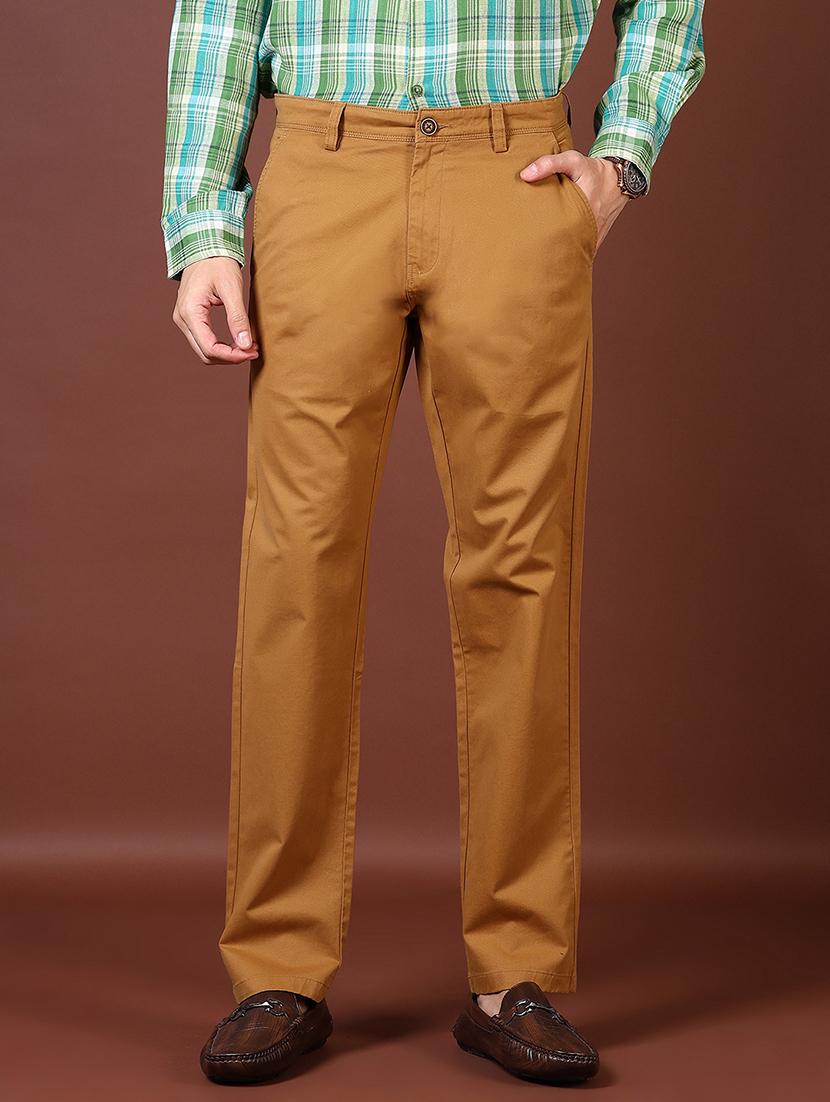 men mid rise solid flat front casual trouser - 21703845 -  Zoom Image - 0