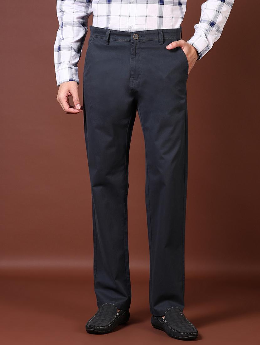 men mid rise solid flat front casual trouser - 21703846 - Zoom Image - 0