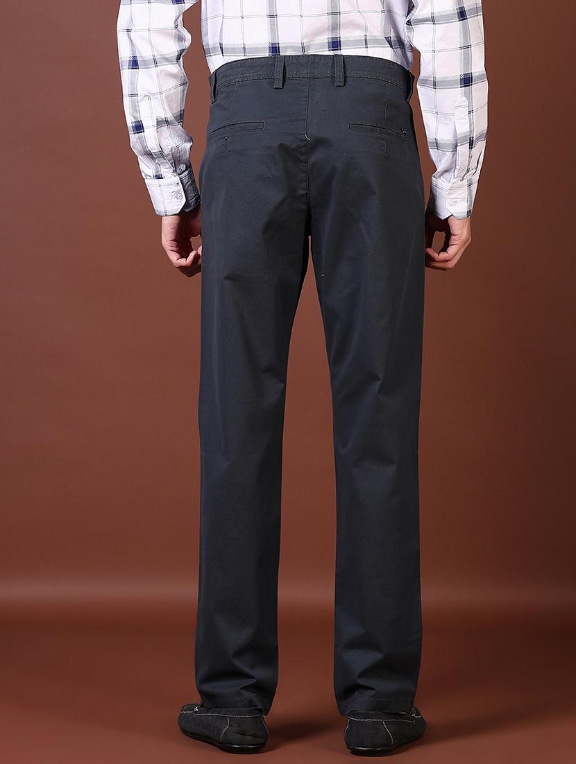 men mid rise solid flat front casual trouser - 21703846 - Standard Image - 3