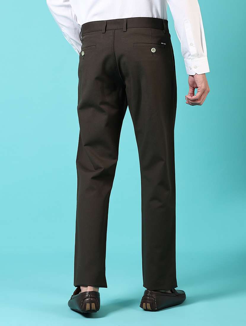 men mid rise solid flat front casual trouser - 21703854 -  Standard Image - 3