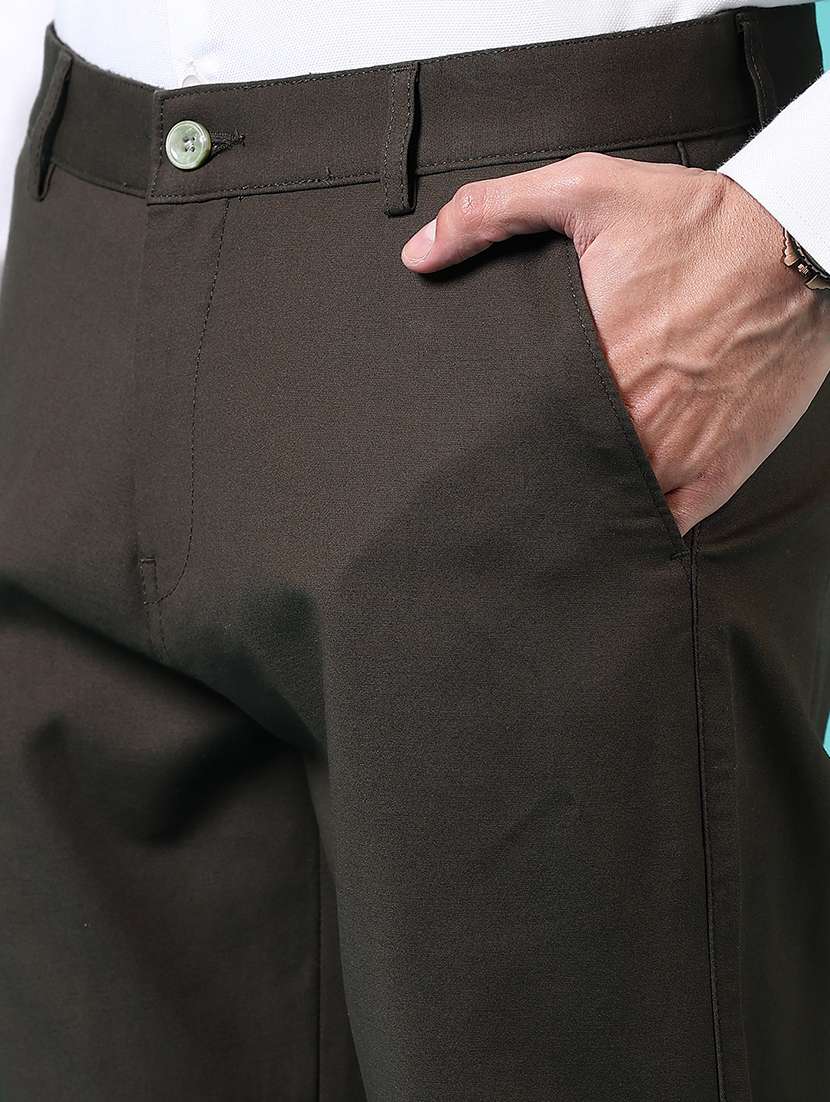 men mid rise solid flat front casual trouser - 21703854 -  Standard Image - 5