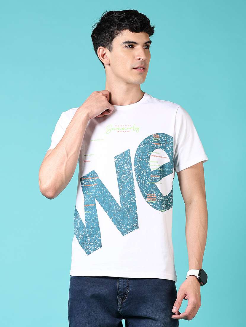 men round neck front print t-shirt