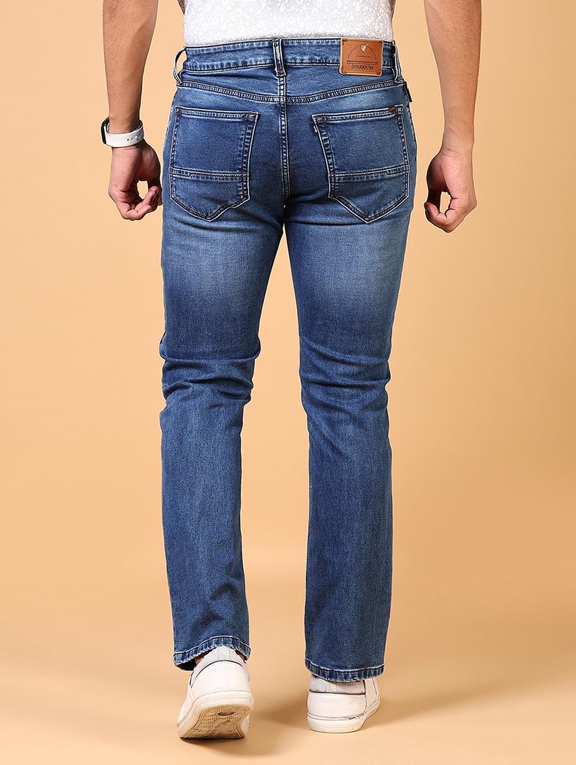 men mid rise plain straight fit jeans - 21703880 - Standard Image - 3