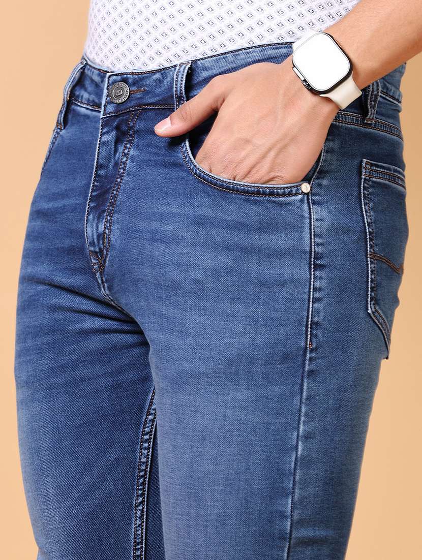 men mid rise plain straight fit jeans - 21703881 -  Standard Image - 5