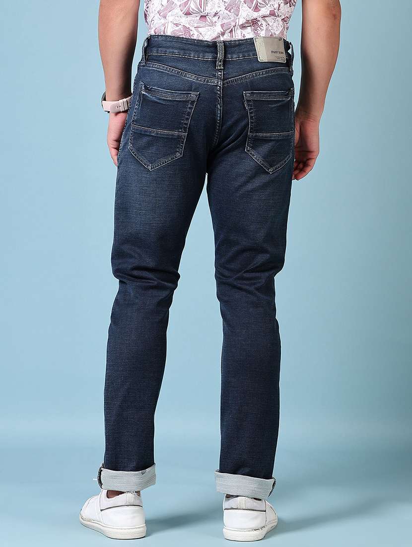 men mid rise plain slim fit jeans - 21703887 -  Standard Image - 3