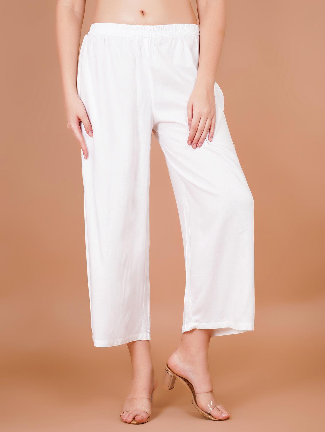 women white solid straight palazzo