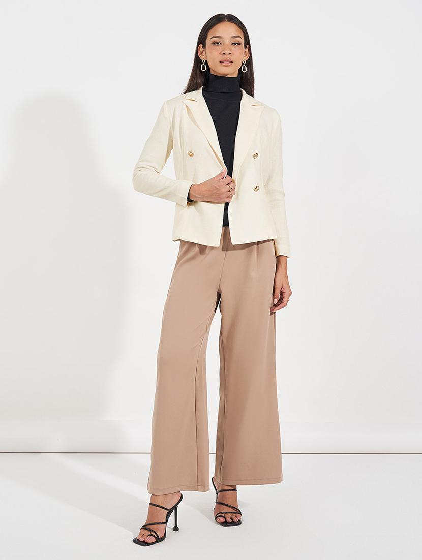 women off white solid long sleeve blazer - 21703961 - Standard Image - 3