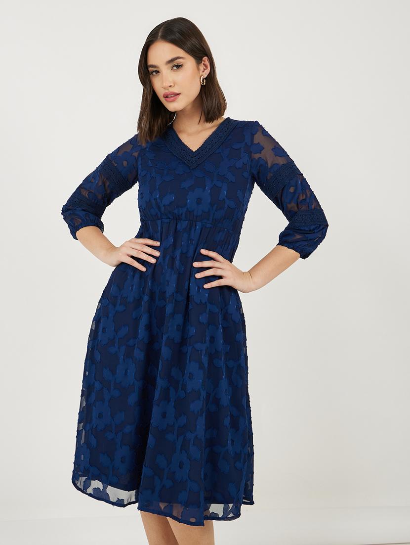 women lace detailed v neck a-line dress - 21703992 - Standard Image - 3