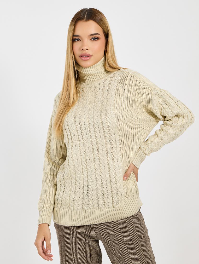 women beige self design long sleeve pullover - 21704005 -  Zoom Image - 0