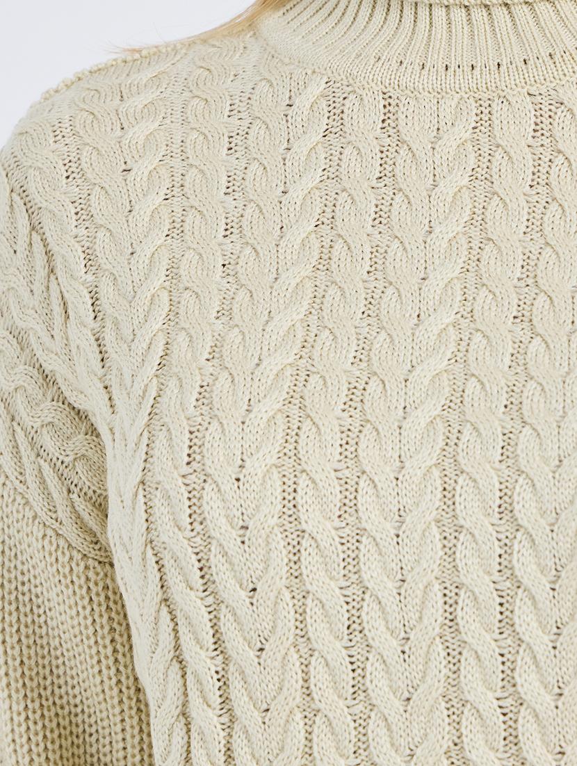 women beige self design long sleeve pullover - 21704005 - Standard Image - 3