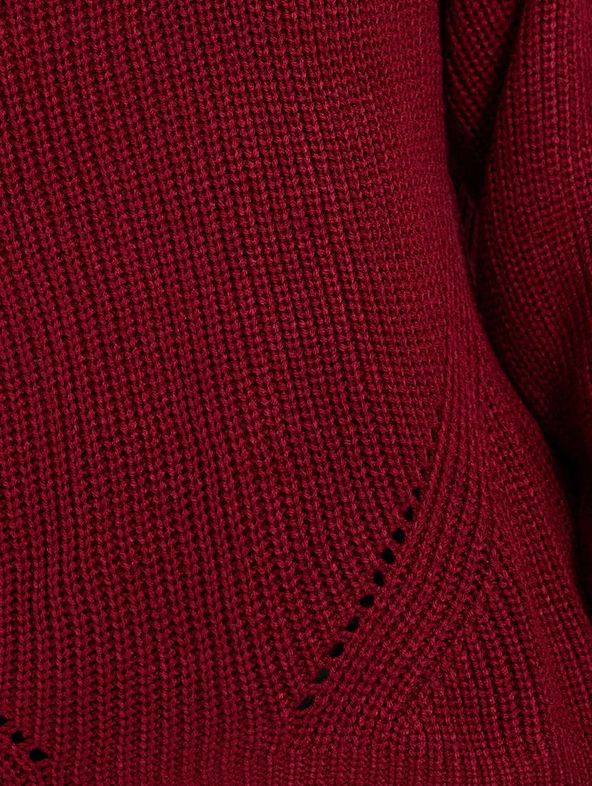 women maroon self design long sleeve pullover - 21704006 -  Standard Image - 3