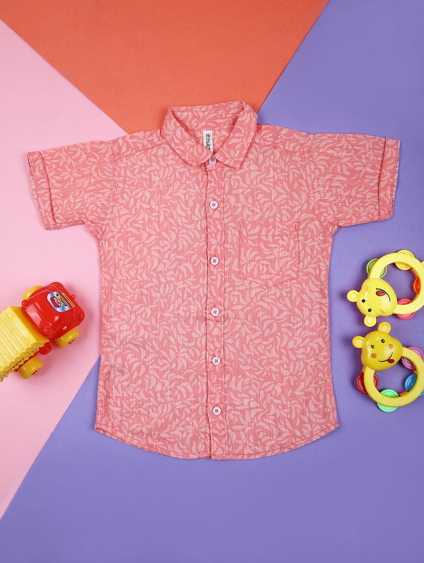 boys pink floral printed short sleeve shirt - 21704096 - Zoom Image - 0