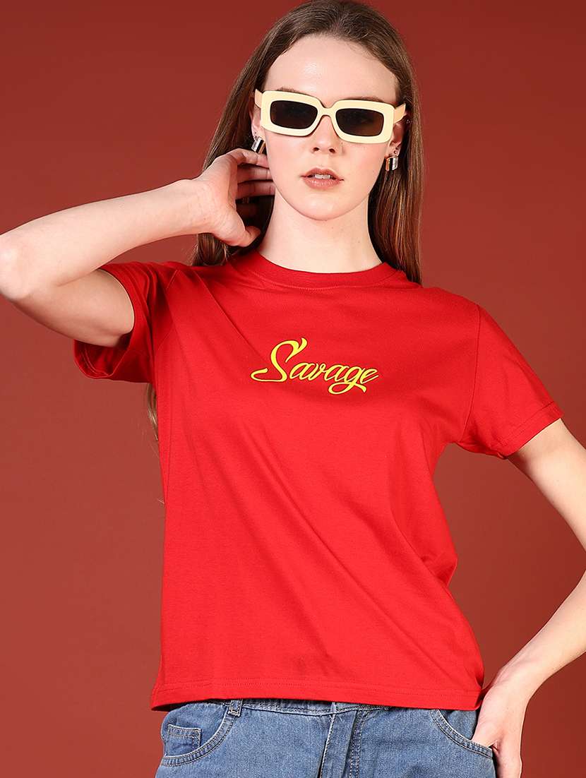 women printed short sleeves regular t-shirt