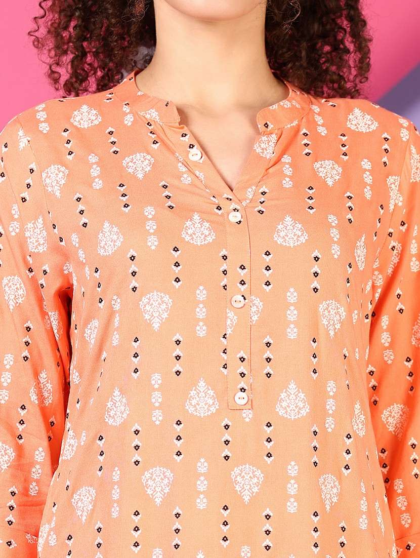 women printed three quarter sleeve straight kurta - 21704109 -  Standard Image - 5