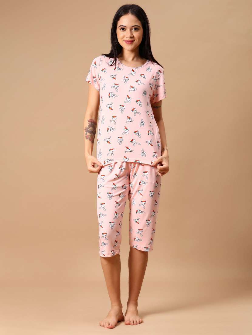women printed nightwear capri set