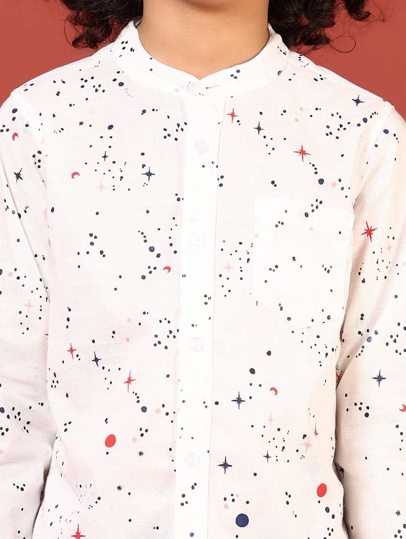 boys printed mandarin neck long sleeves  shirt - 21704387 -  Standard Image - 5