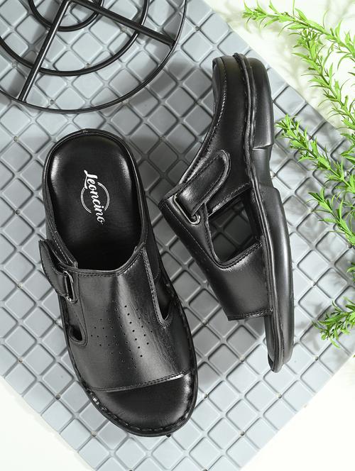men black slip on sandal - 21704392 - Standard Image - 0