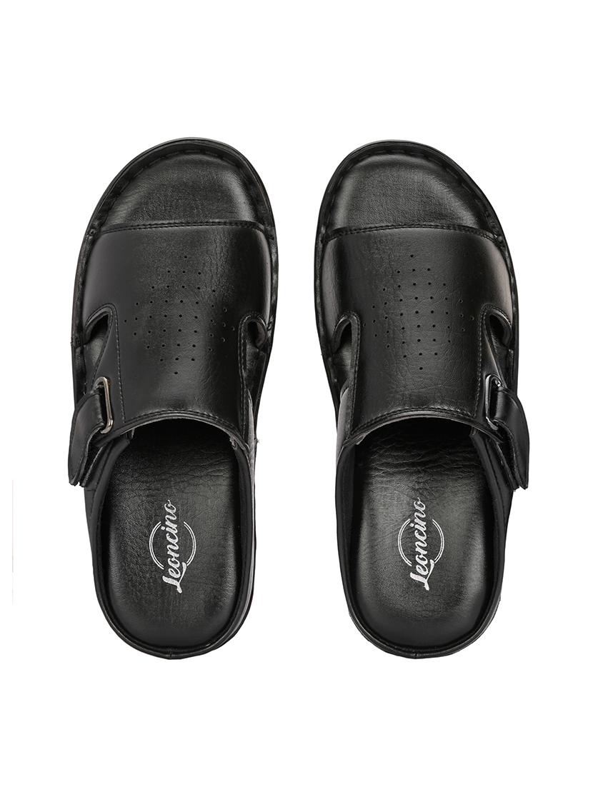 men black slip on sandal - 21704392 - Standard Image - 3