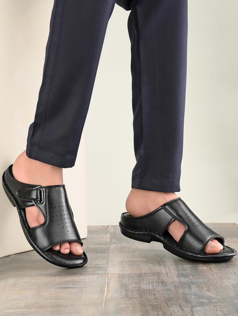 men black slip on sandal - 21704392 - Standard Image - 5