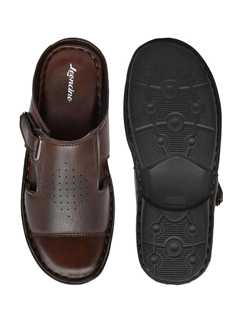 men brown slip on sandal - 21704393 - Standard Image - 3