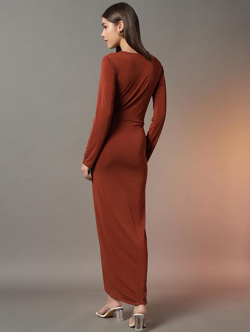 women solid long sleeves sheath dress - 21704415 - Standard Image - 3