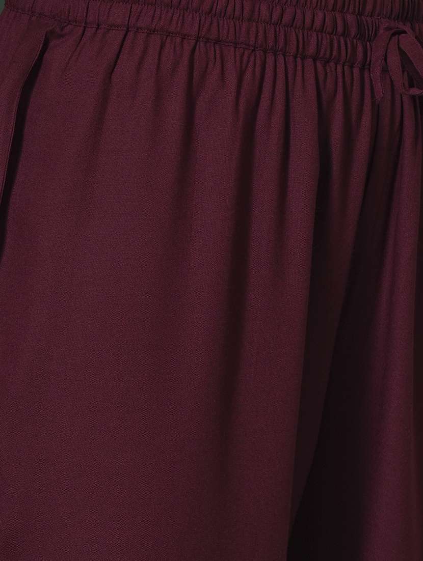 globus women purple embroidered yoke calf length straight kurta & pants ethnic set - 21704431 -  Standard Image - 5